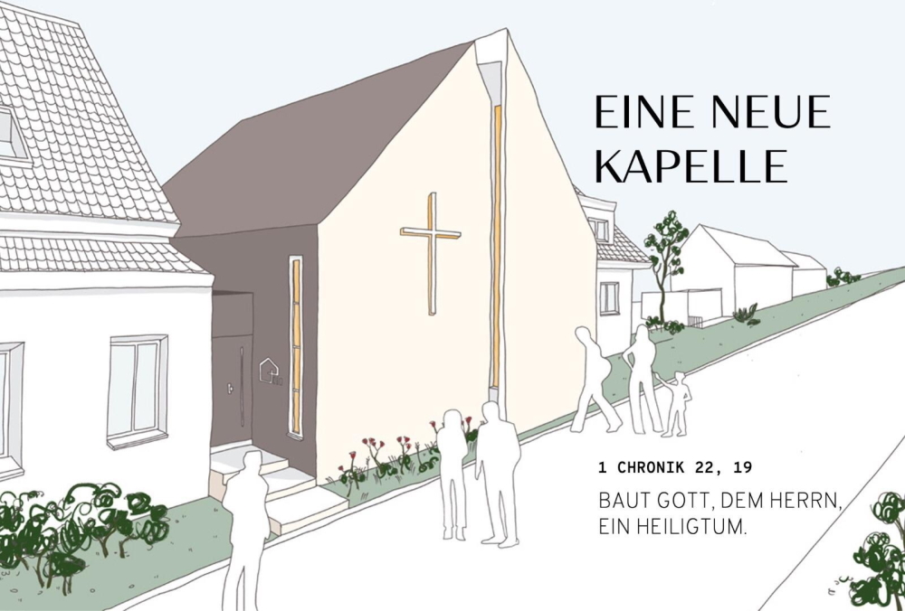 Aktueller Entwurf für die neue Kapelle des ApostelHauses des Regnum Christi in Ratingen (Straßenseite).