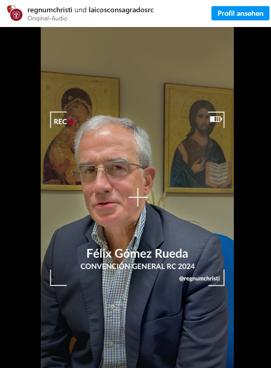 Video-Botschaft von Félix Gómez Rueda als Instagram-Reel (auf Spanisch).